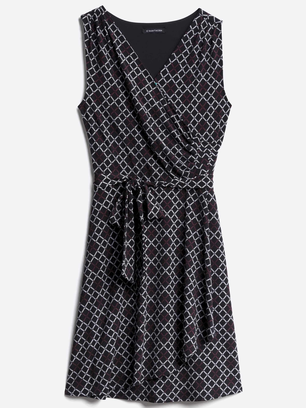 41 Hawthorn Tristana Essential Knit Faux Wrap Dress Black Geographic Size Medium